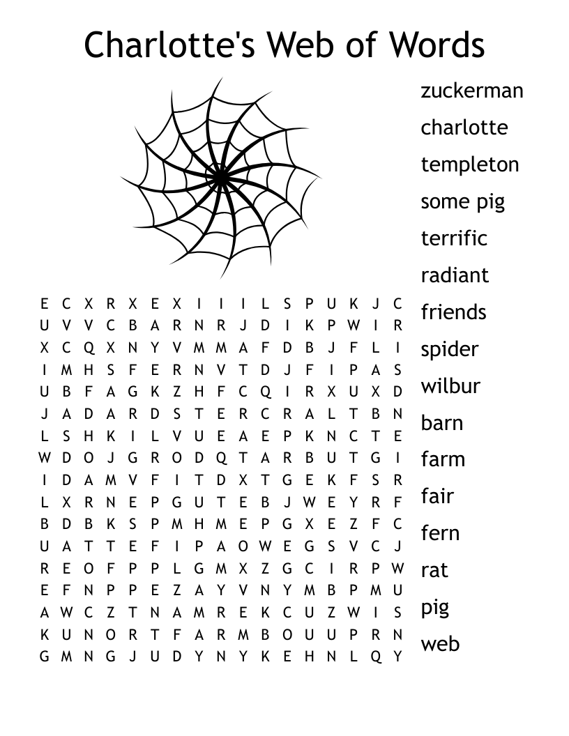 Charlotte's Web of Words Word Search