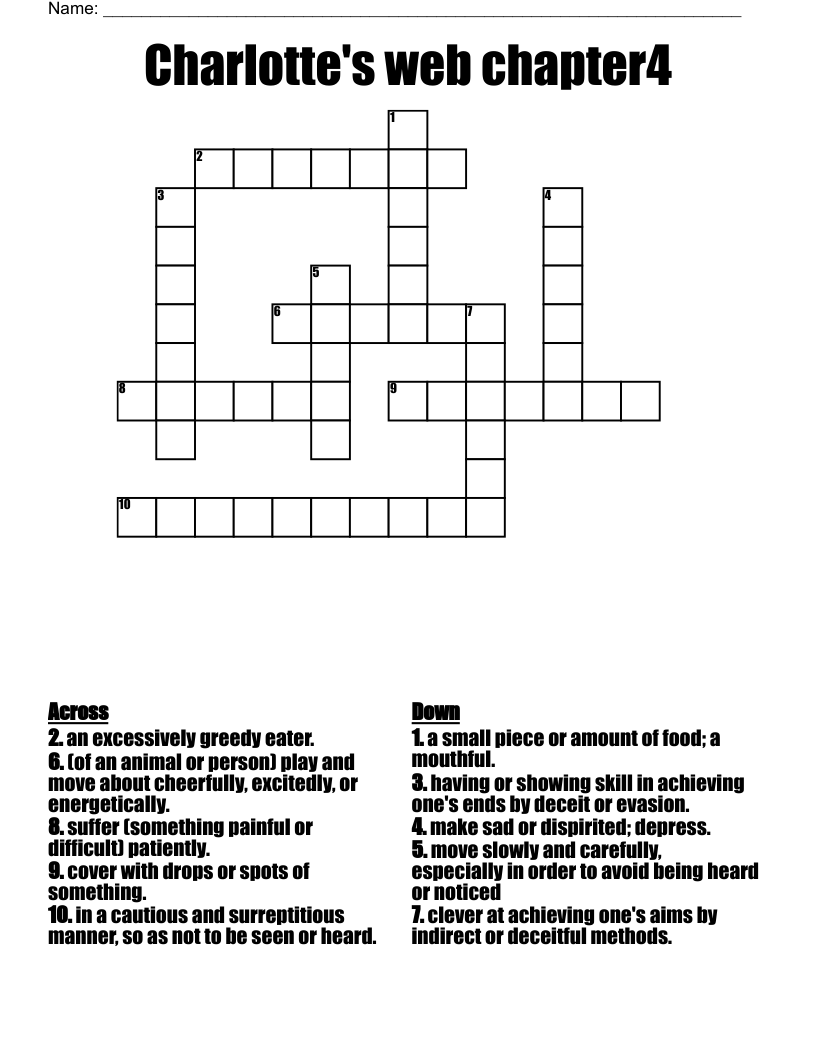 Charlotte's web chapter4 Crossword