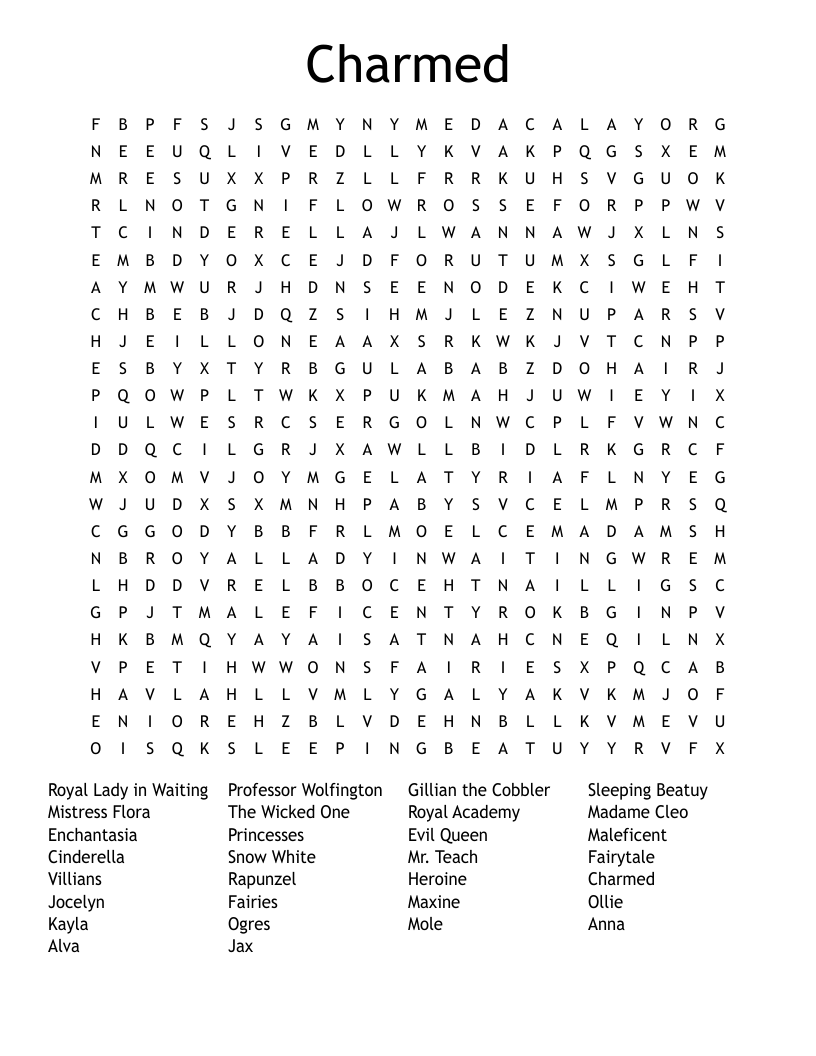 Charmed Word Search
