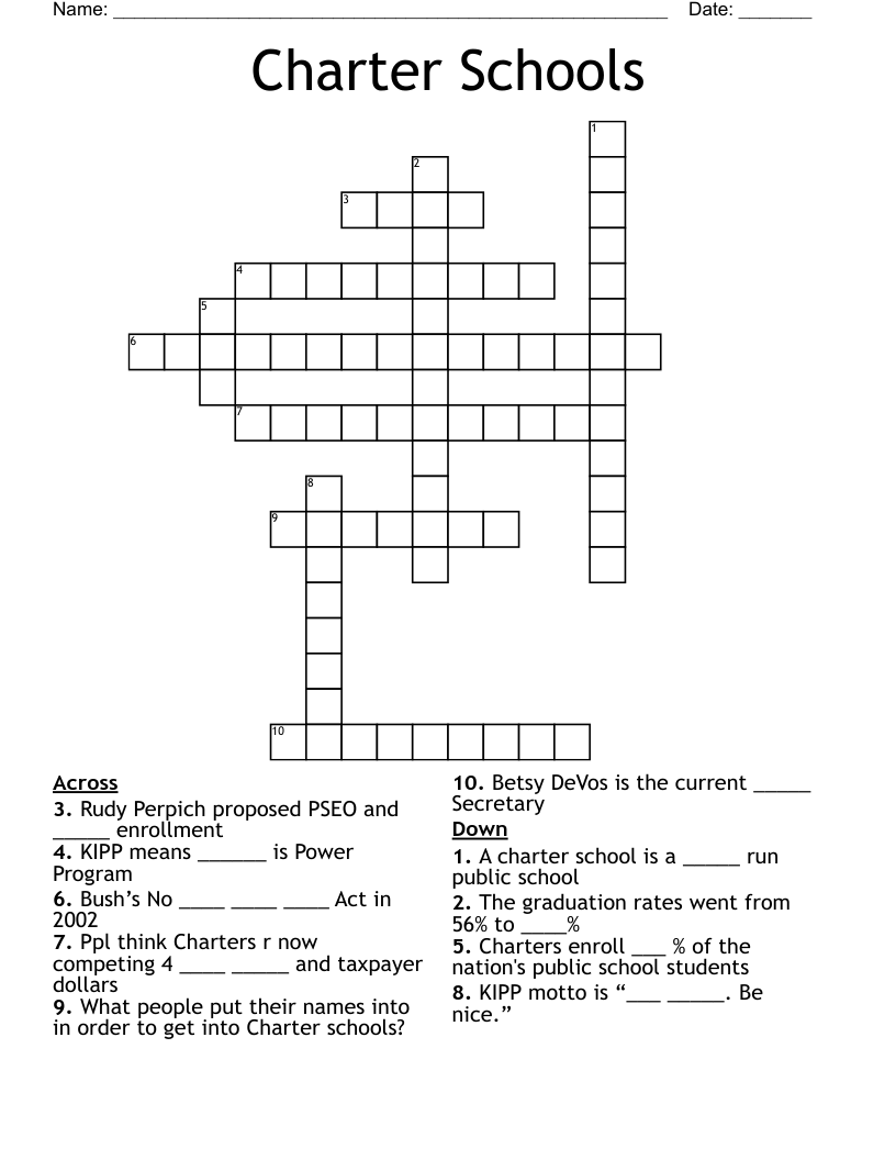 Charter Schools Crossword