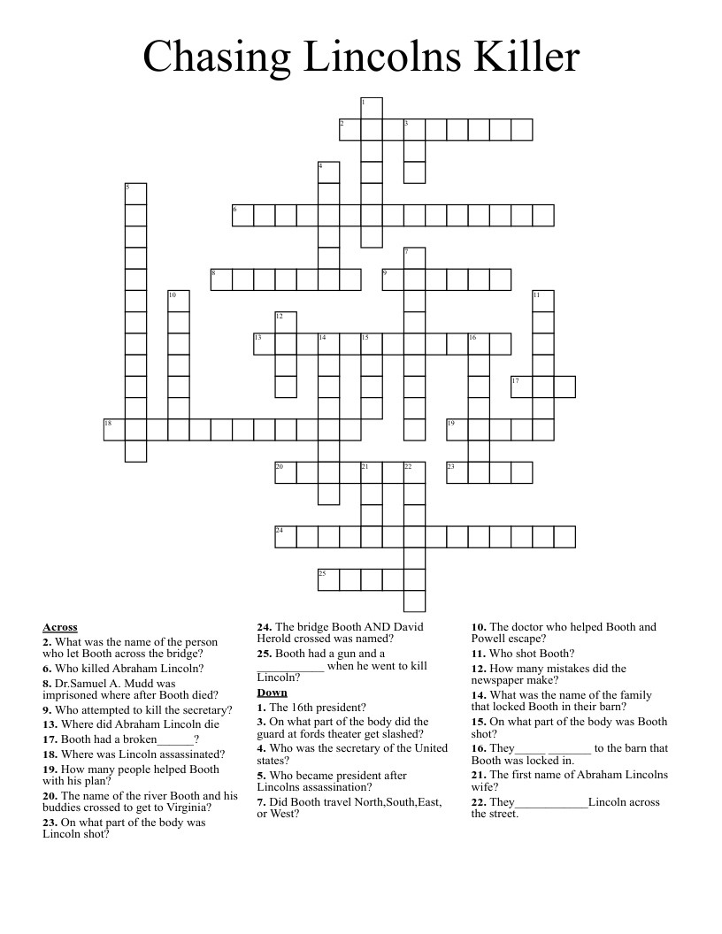 Chasing Lincolns Killer Crossword