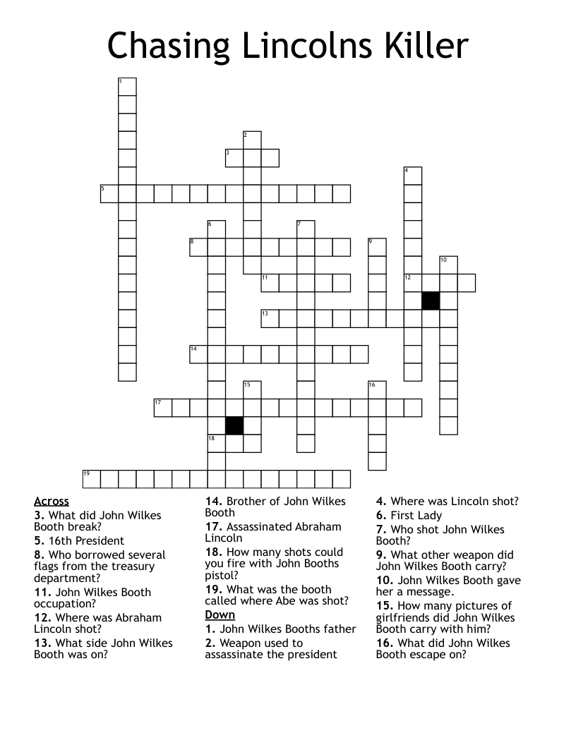 Chasing Lincolns Killer Crossword