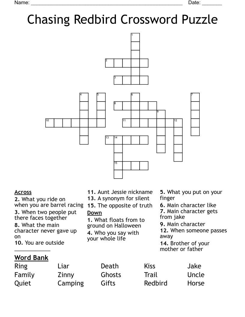 Chasing Redbird Crossword Puzzle 