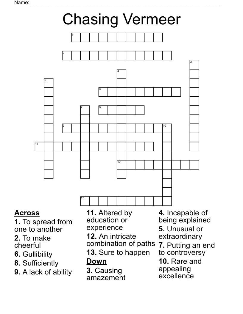 Chasing Vermeer Crossword