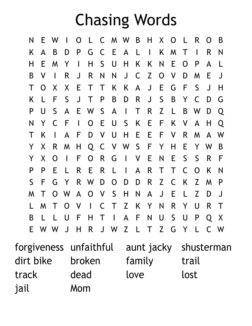 Chasing Words Word Search