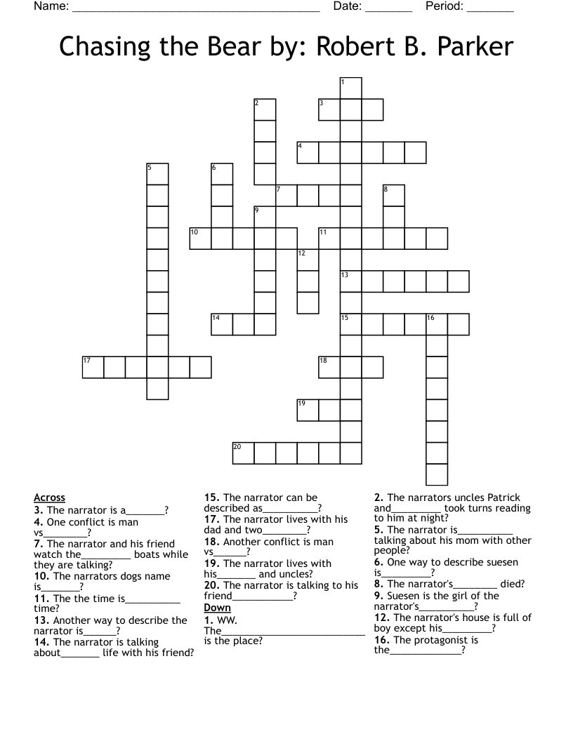 Chasing the Bear by: Robert B. Parker Crossword