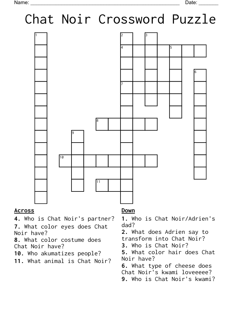 Chat Noir Crossword Puzzle