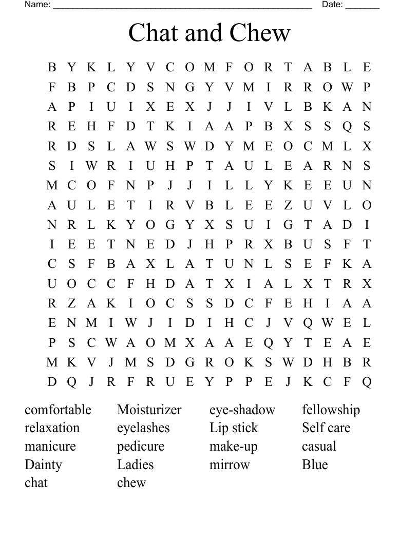 Chat and Chew Word Search