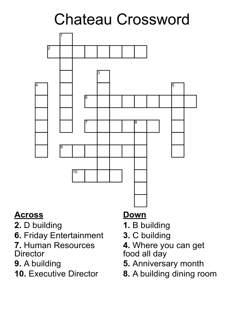 Chateau Crossword 
