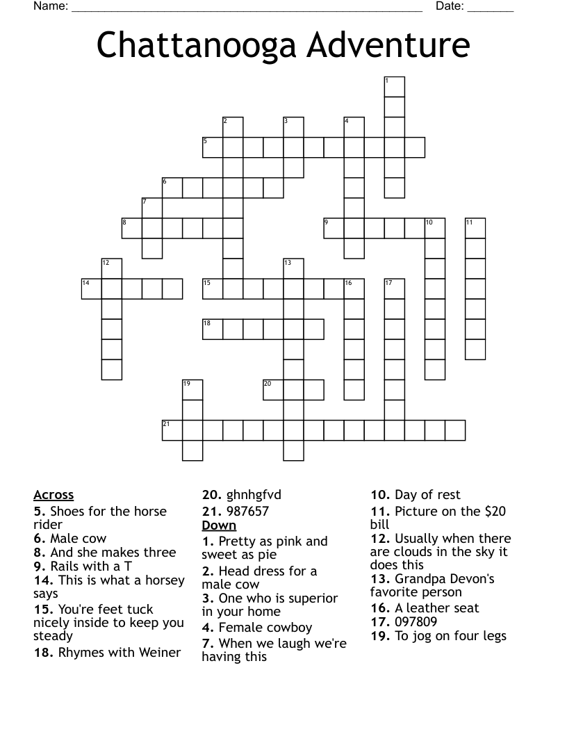 Chattanooga Adventure Crossword