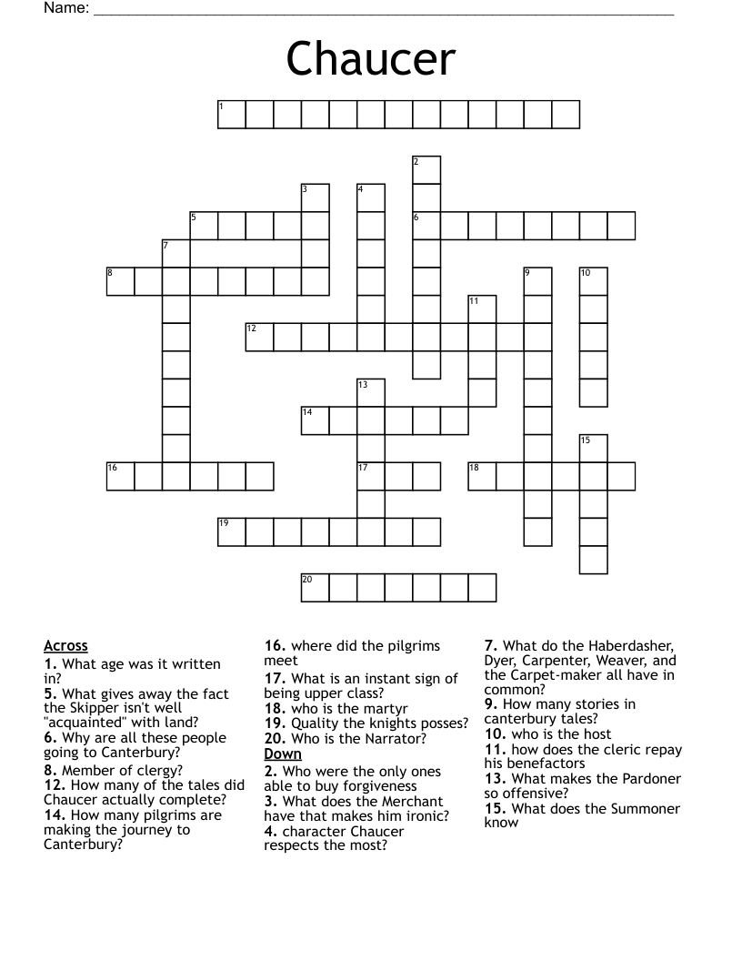 Chaucer Crossword