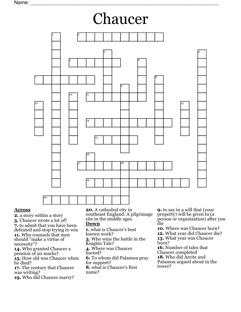Chaucer Crossword