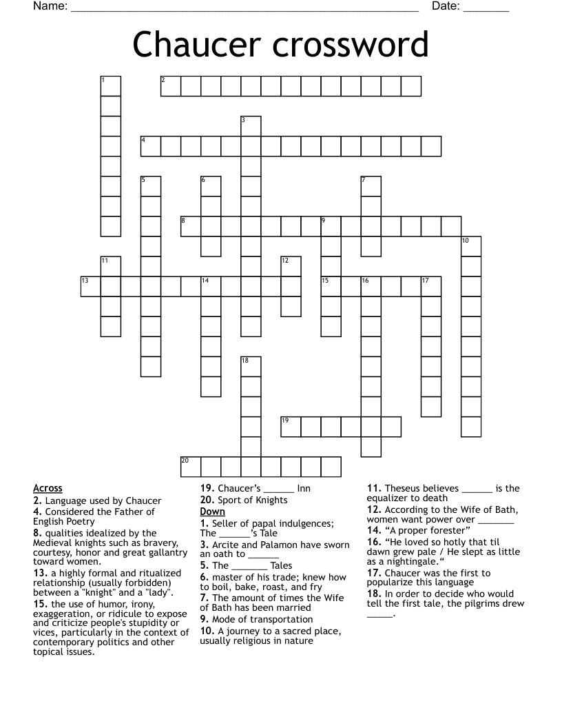 Chaucer crossword 