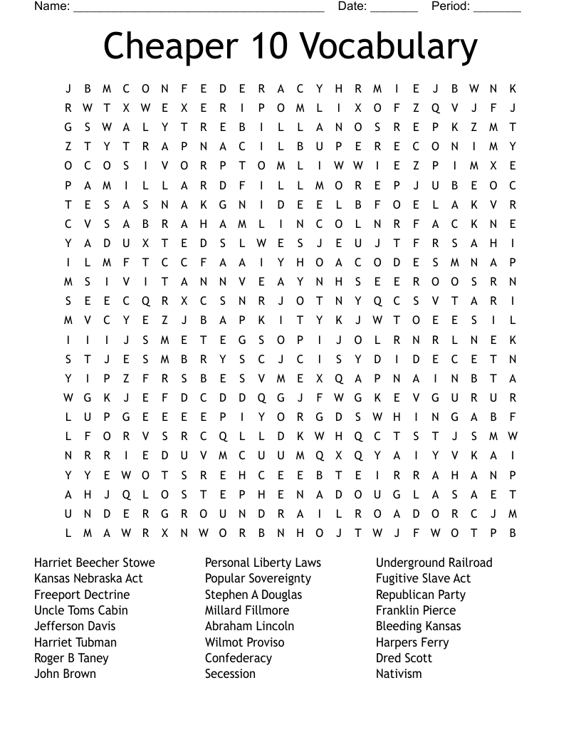 Cheaper 10 Vocabulary  Word Search