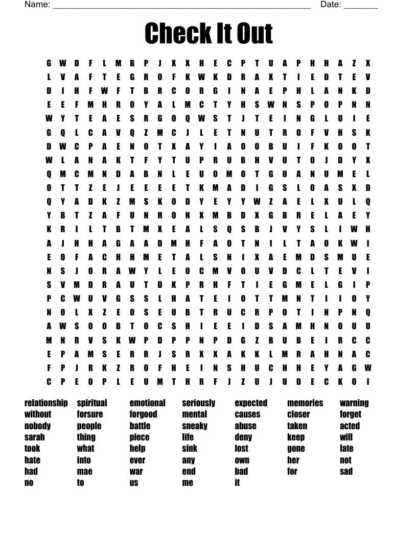 Check It Out  Word Search