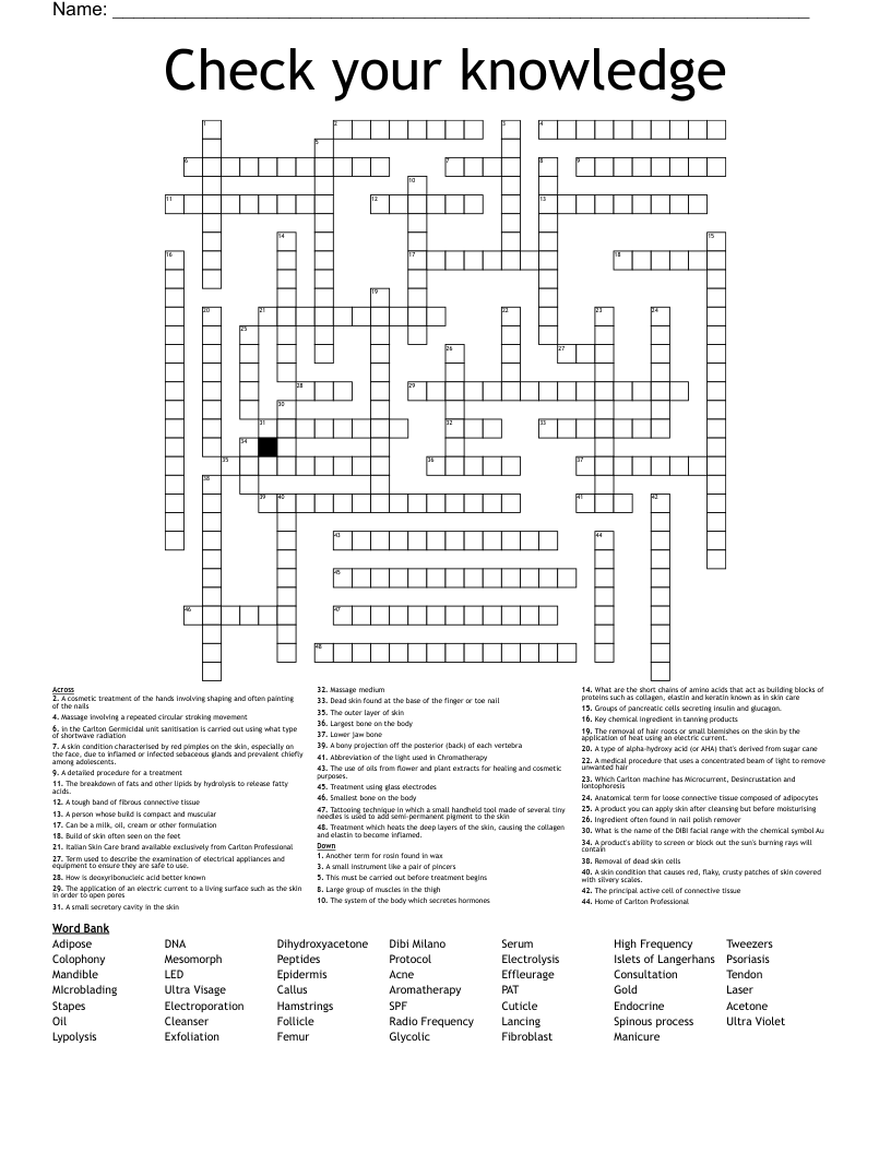 Check your knowledge  Crossword