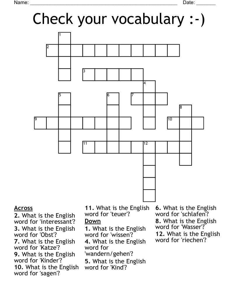 Check your vocabulary :-) Crossword