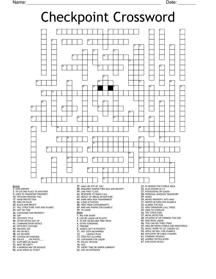 Checkpoint Crossword