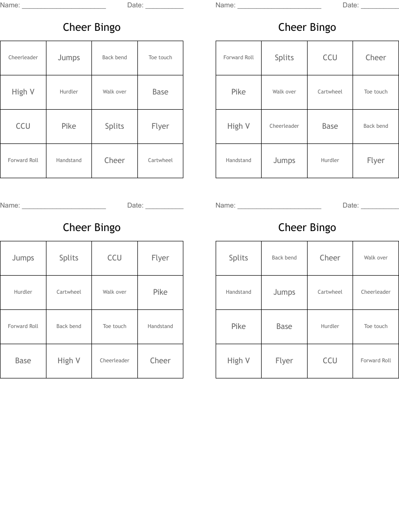 Cheer Bingo