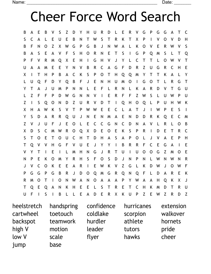 Cheer Force Word Search