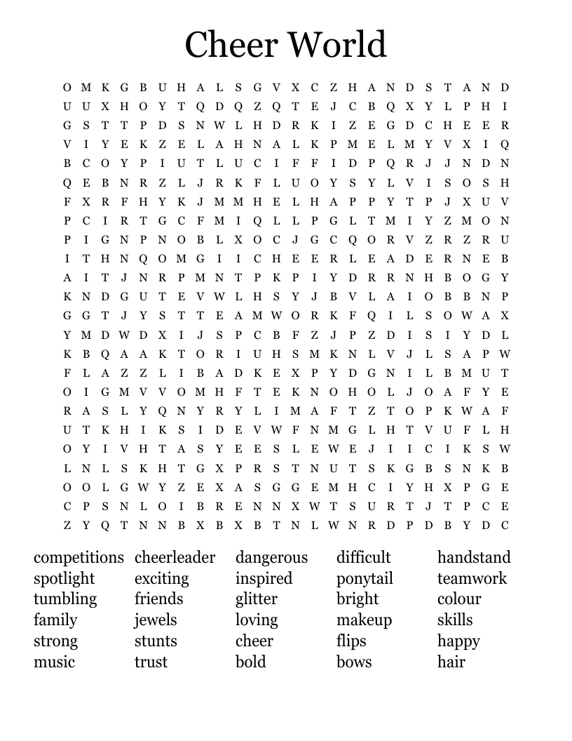 Cheer World Word Search