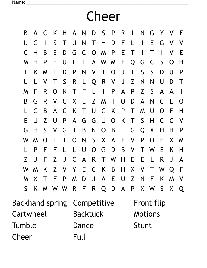 Cheer  Word Search