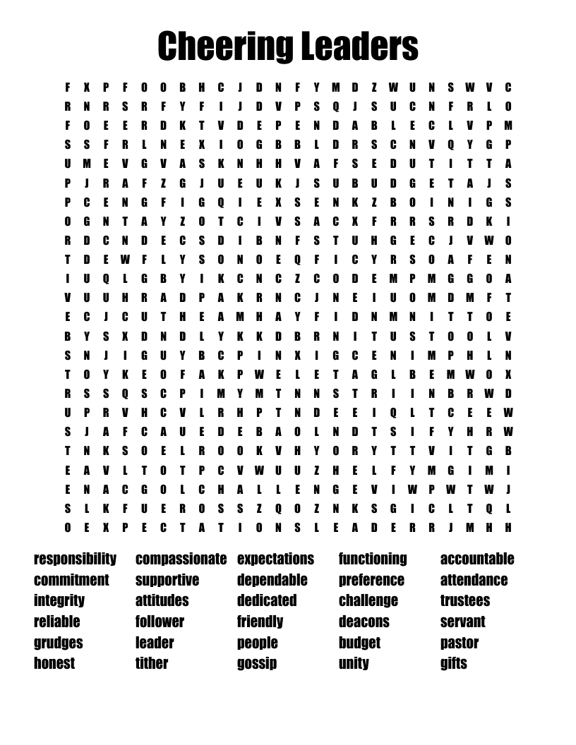 Cheering Leaders Word Search