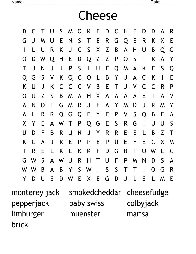 Cheese Word Search