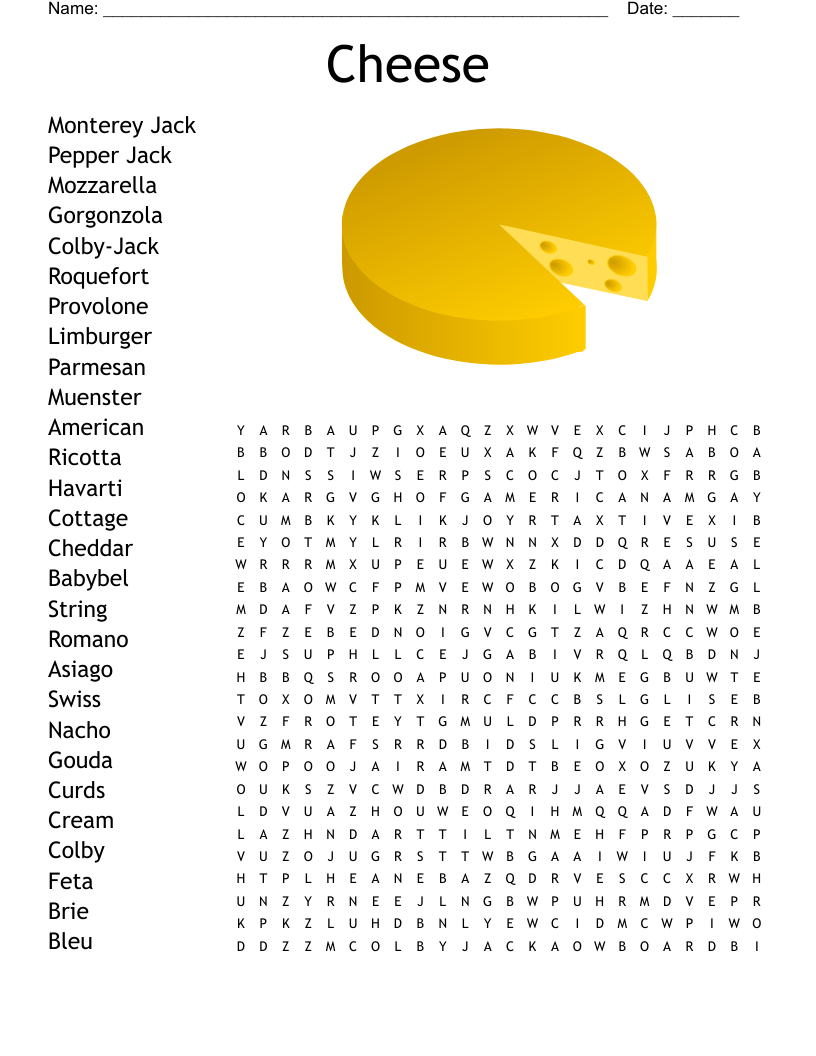 Cheese Word Search
