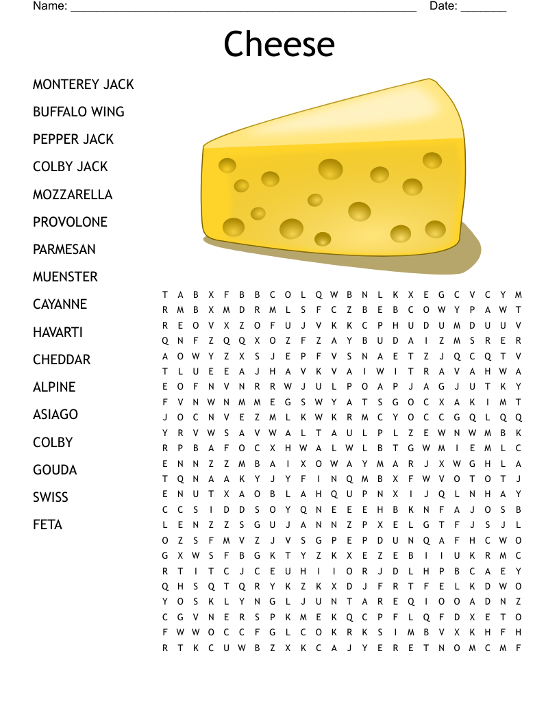 Cheese Word Search