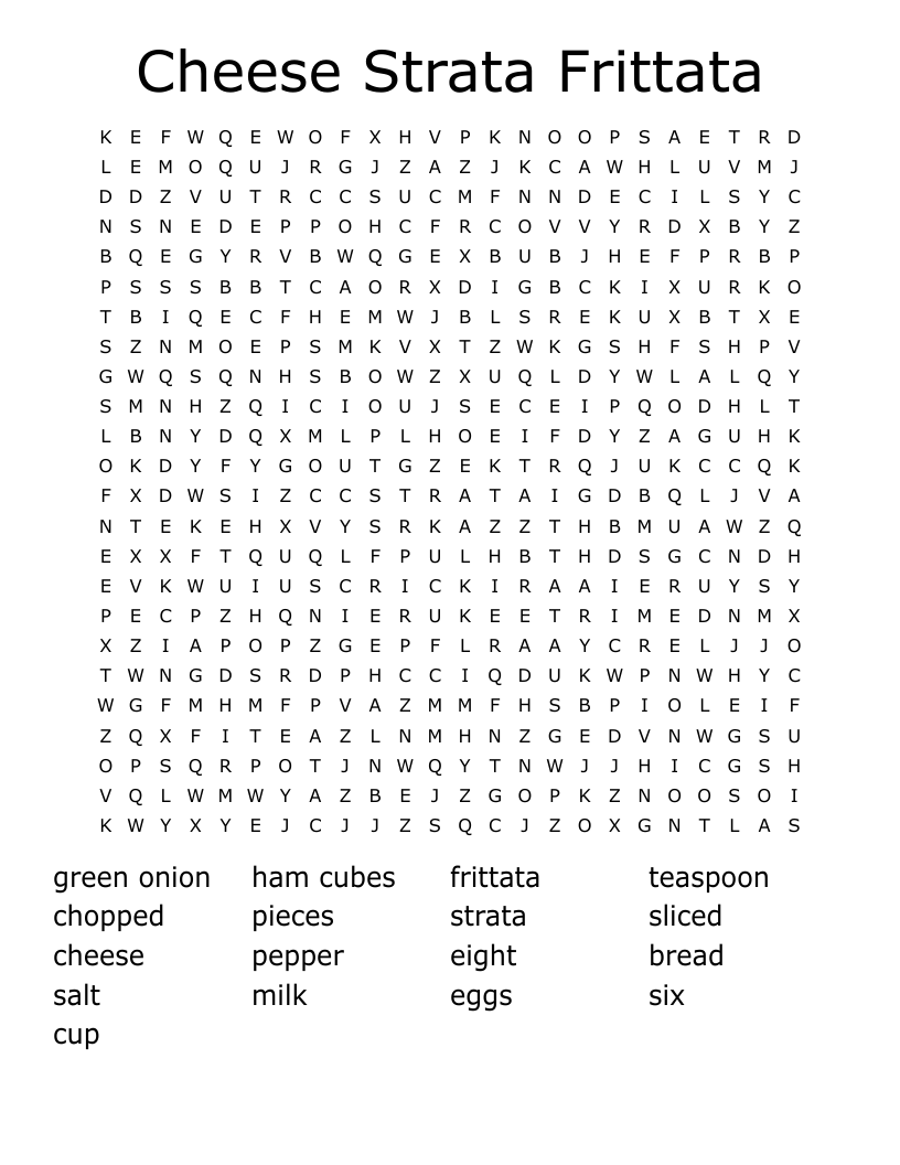 Cheese Strata Frittata Word Search
