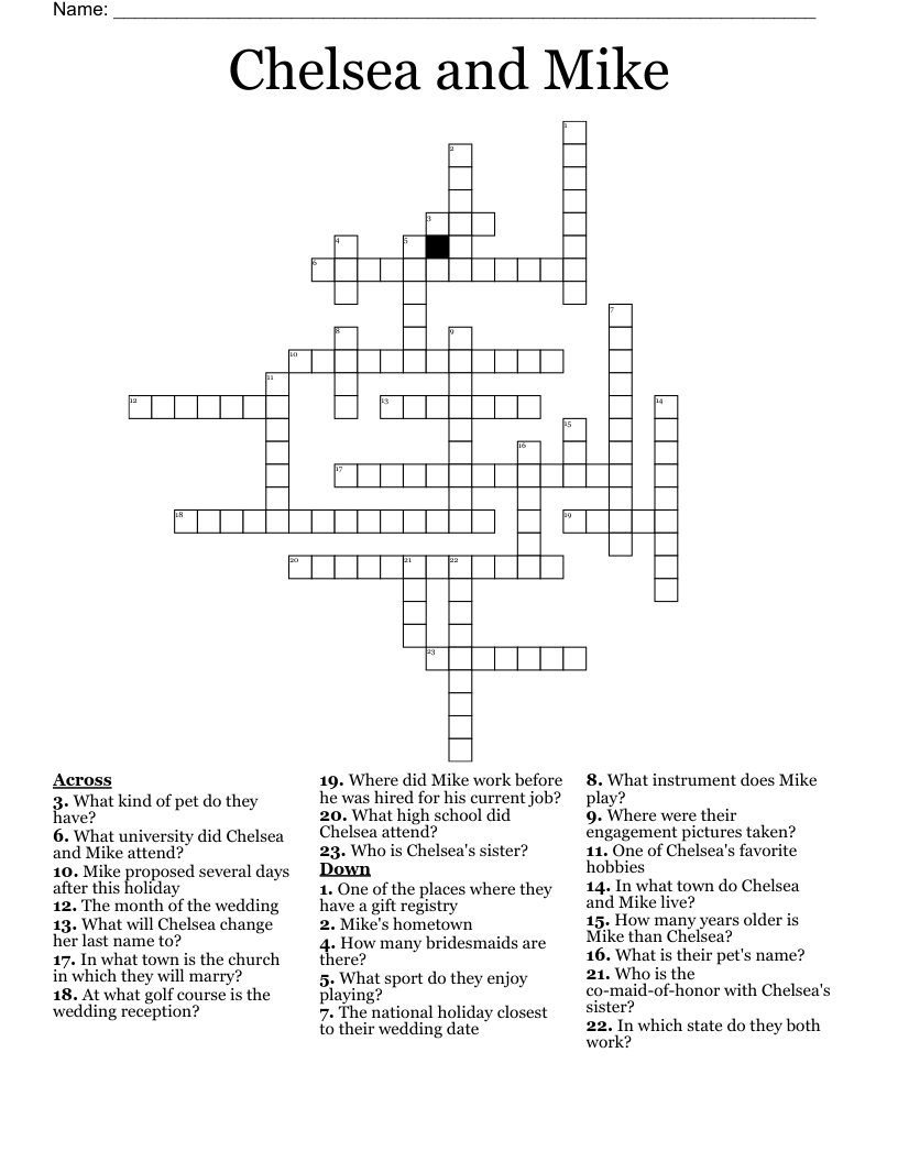Chelsea and Mike Crossword