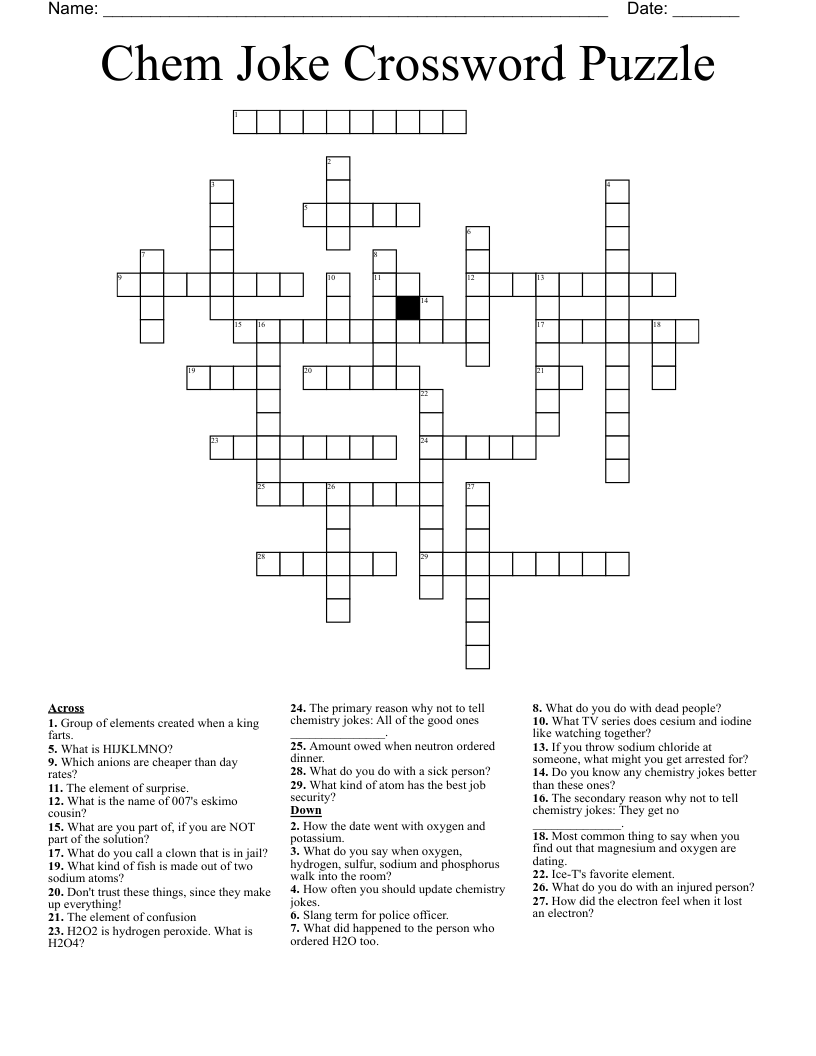 Chem Joke Crossword Puzzle