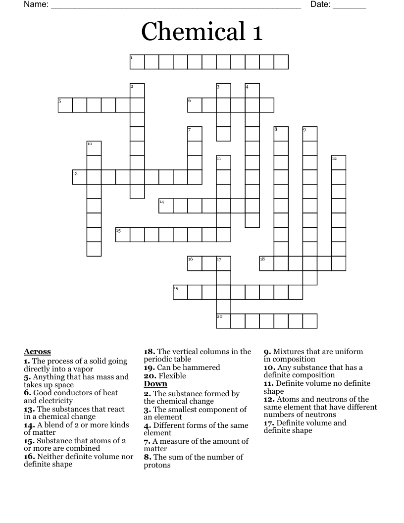 Chemical 1 Crossword