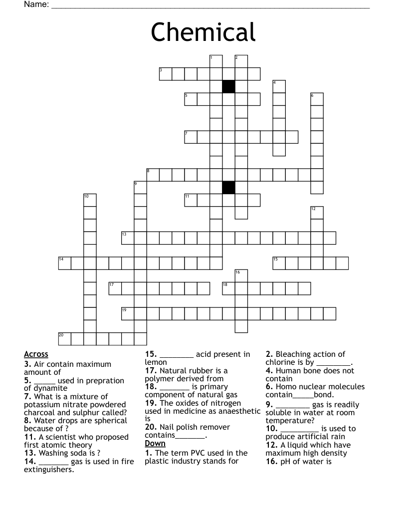 Chemical Crossword