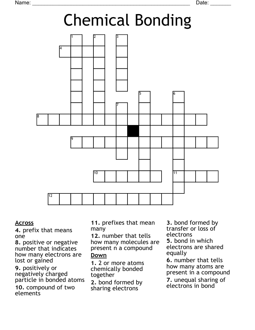 Chemical Bonding Crossword