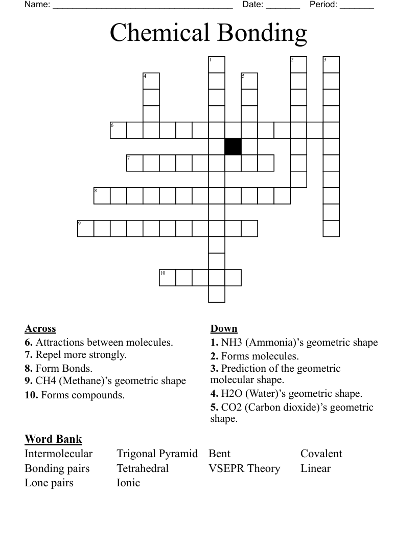 Chemical Bonding Crossword
