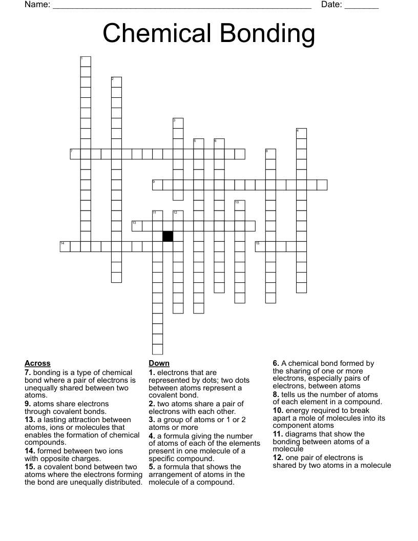 Chemical Bonding Crossword