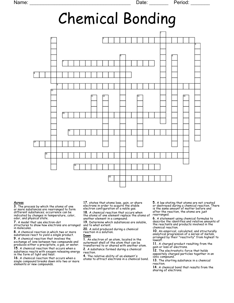 Chemical Bonding Crossword
