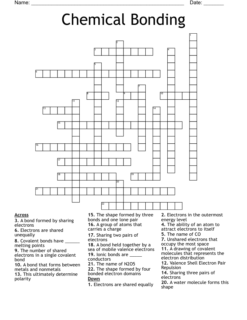 Chemical Bonding Crossword
