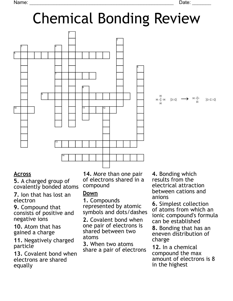Chemical Bonding Review Crossword