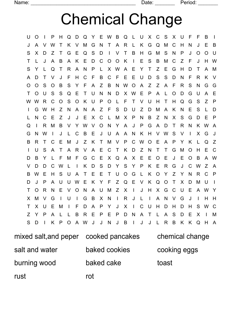 Chemical Change Word Search