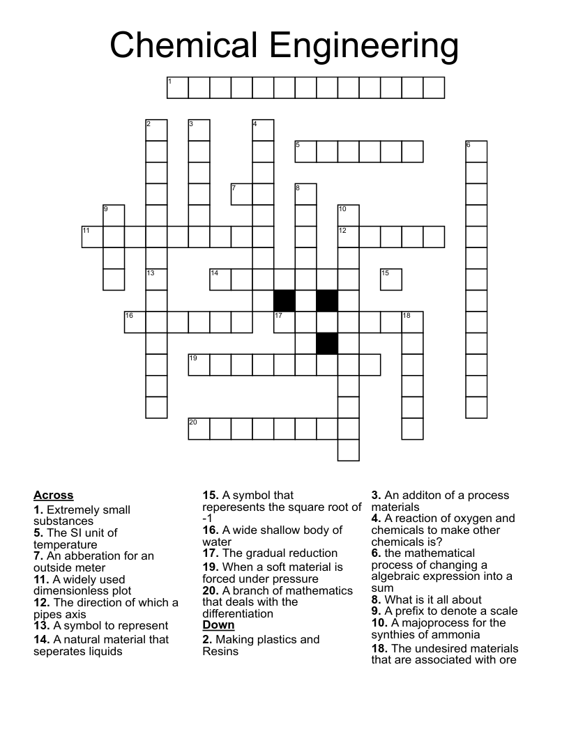 Chemical Engineering Crossword