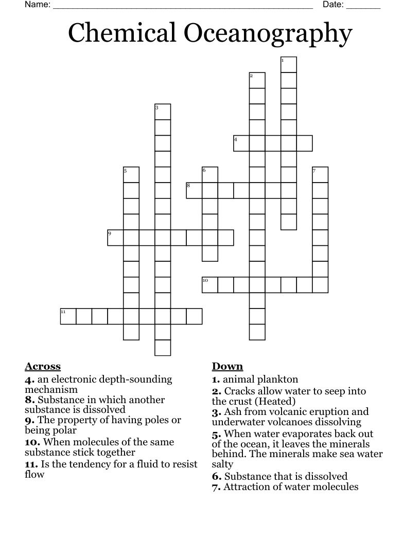 Chemical Oceanography  Crossword