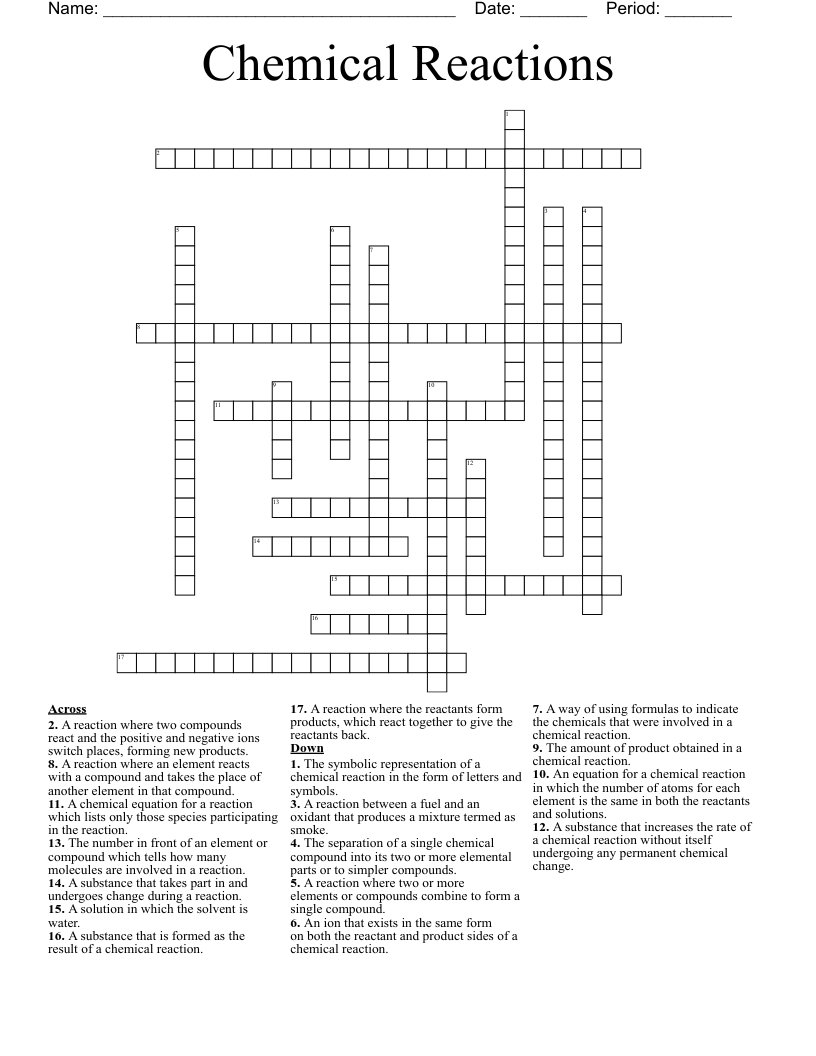 Chemical Reactions Crossword