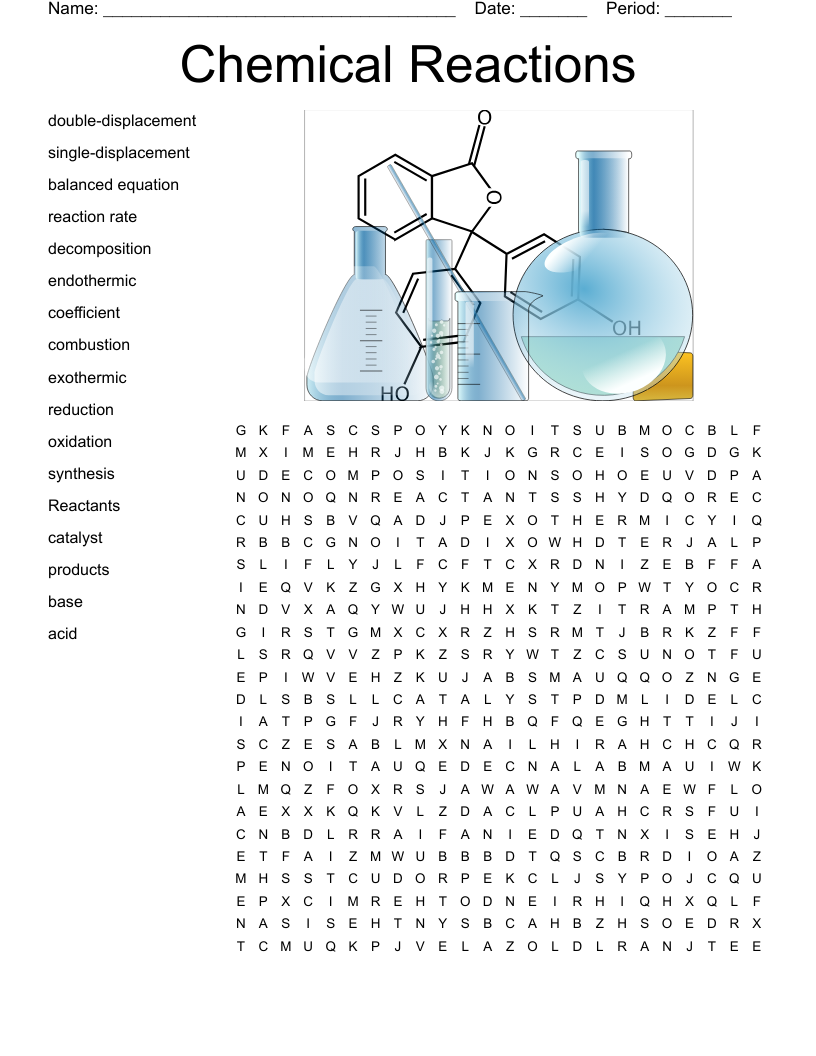 Chemical Reactions Word Search