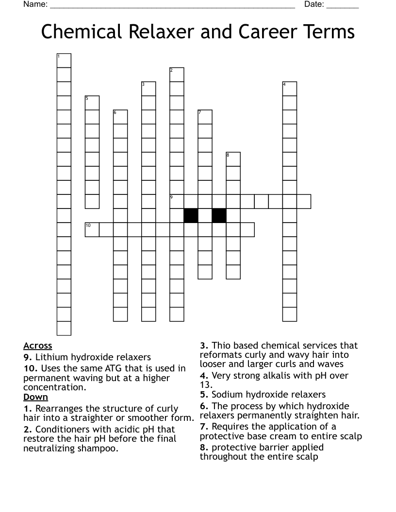 Chemical Relaxer and Career Terms Crossword