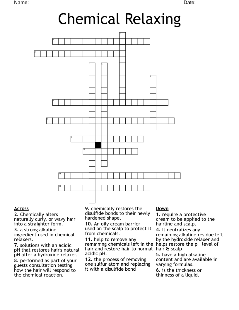 Chemical Relaxing Crossword