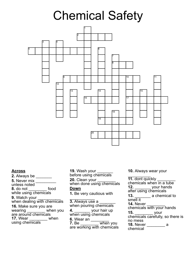 Chemical Safety Crossword