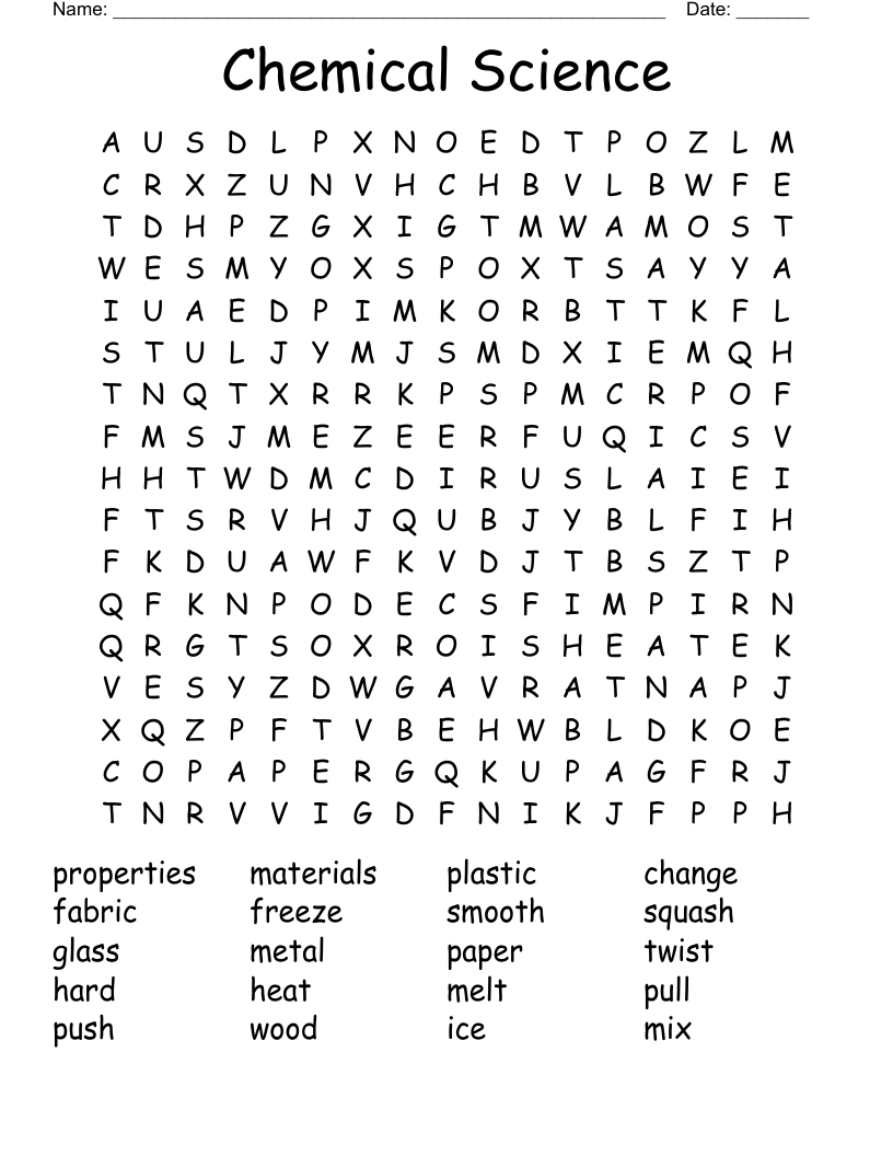 Chemical Science Word Search